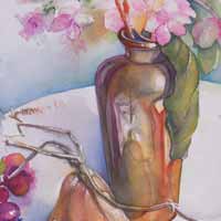 m-Brass Vase with Hydrangea